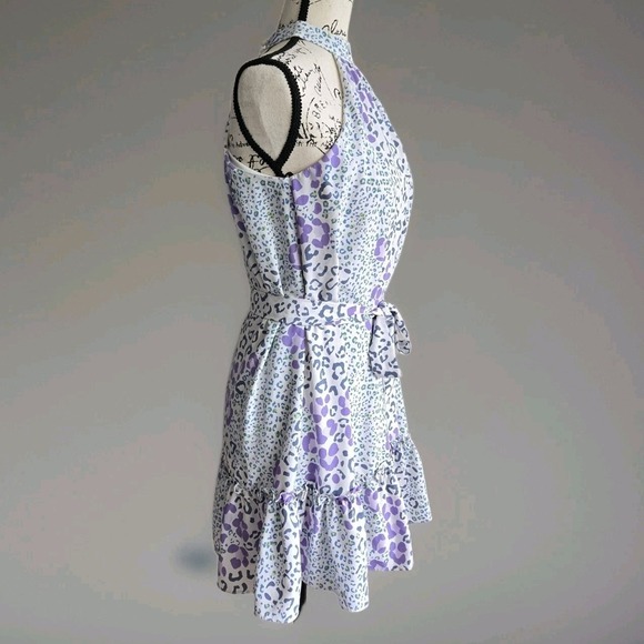 Slate & Wayne Mini Dress Womens Size XS Sleeveless Cheetah Tiered Flowy Party - Picture 10 of 16